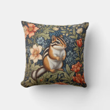 Cute Chipmunk William Morris Inspiré Floral