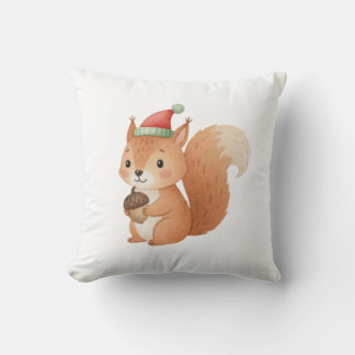 Coussin Cute Christmas Squirrel with Acorn Sticker