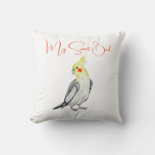 Coussin Cute Cockatiel Aquarelle Parrot.