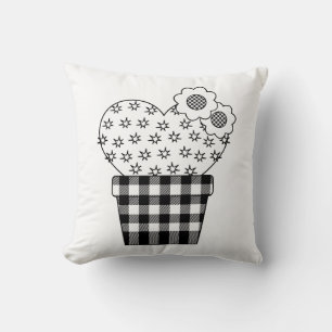 Coussin Cute Coeur Cactus Plaid Pot Plante