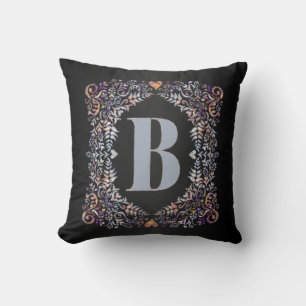 Coussin Cute Coeurs modernes et Lettre encadrée Florale B