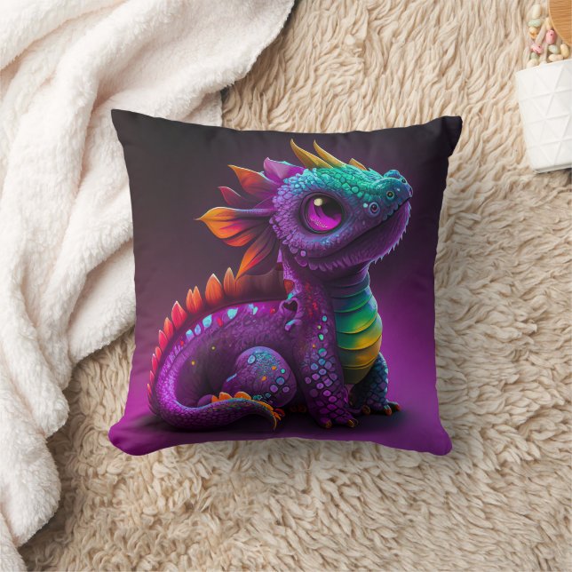 Coussin Cute Coloré Dragon Lizard Artwork | (Couverture)