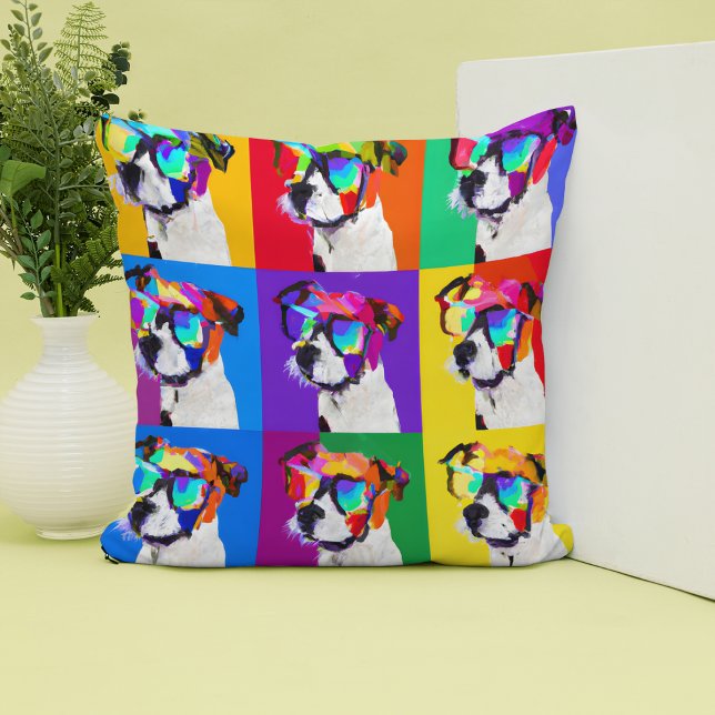 Coussin Cute Coloré Pop Art Jack Russell (Créateur téléchargé)