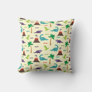 Coussin Cute Colorful Dinosaures et Volcanos