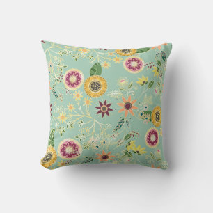 Coussin Cute Colorful Folk Floral Original Golden