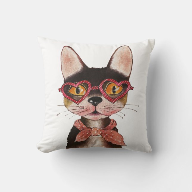 Coussin Cute Cool de dessin en lunettes (Recto)
