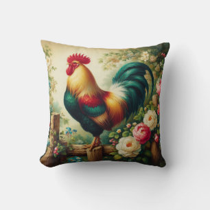 Coussin Cute coq rustique/vintage
