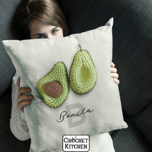 Coussin Cute Cottagecore Crochet Avocado Nom