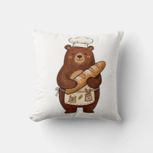 Coussin Cute Crayon Baker Bear avec T-Shirt de Chef au Pai