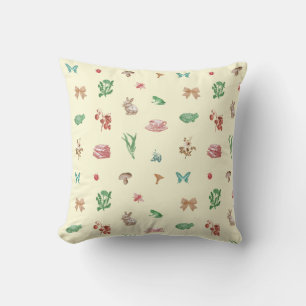 Coussin Cute Crème Vintage Cottagecore Motif esthétique