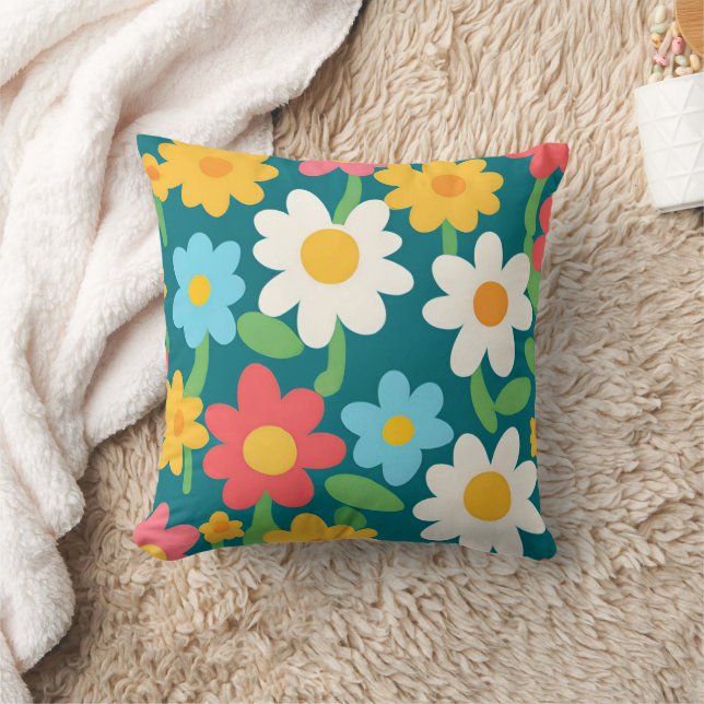 Coussin Cute Daisy Flower Botanique motif école girly (Couverture)