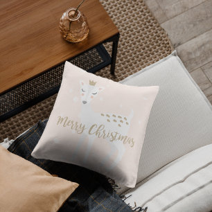 Coussin Cute Deer   Rose pâle   Noël