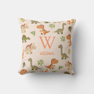 Coussin Cute Dinosaur Motif Monogramme Nom Nursery