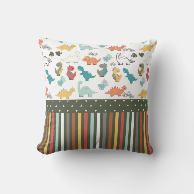Coussin Cute Dinosaur Stripe Motif Enfants (Recto)