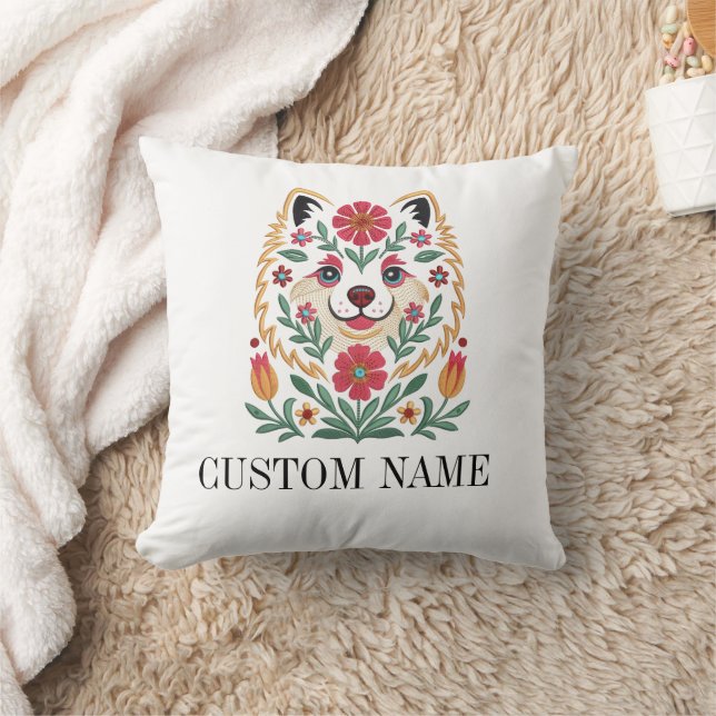 Coussin Cute Dog Floral Personalized Pillow (Couverture)