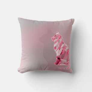 Coussin Cute drôle rose et gris chat paw