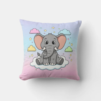 Coussin Cute Elephant on Cloud - I'm Ele-Fun-t Pun