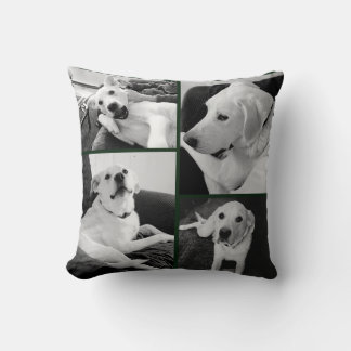 Coussin Cute et Funny Photos de Chien Noir et Blanc Green