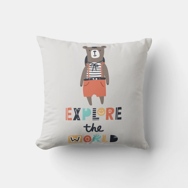 Coussin Cute Exploration Ours (Recto)