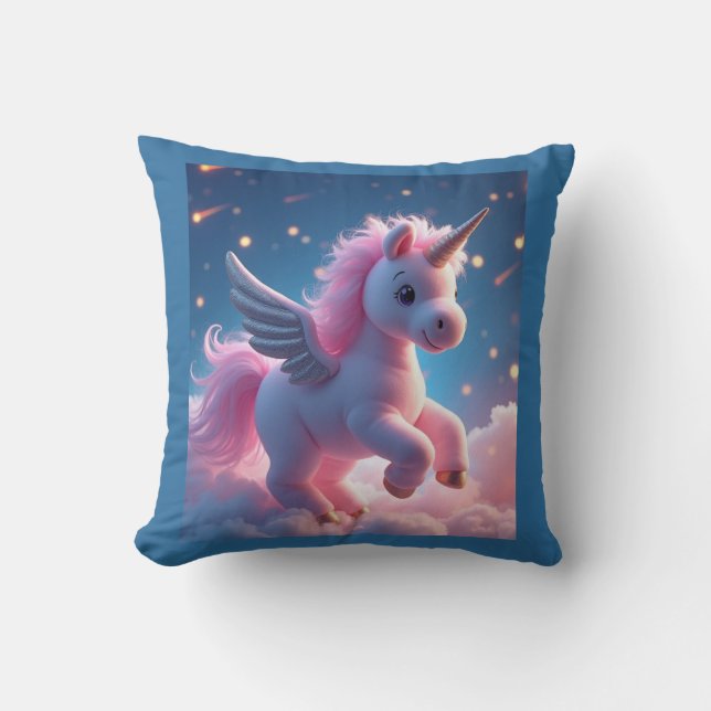 Coussin Cute Fairy Baby Unicorn Imaginaire mousseux Jeter  (Recto)