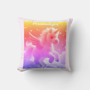 Coussin Cute Fairy Baby Unicorn rose Imaginaire mousseux