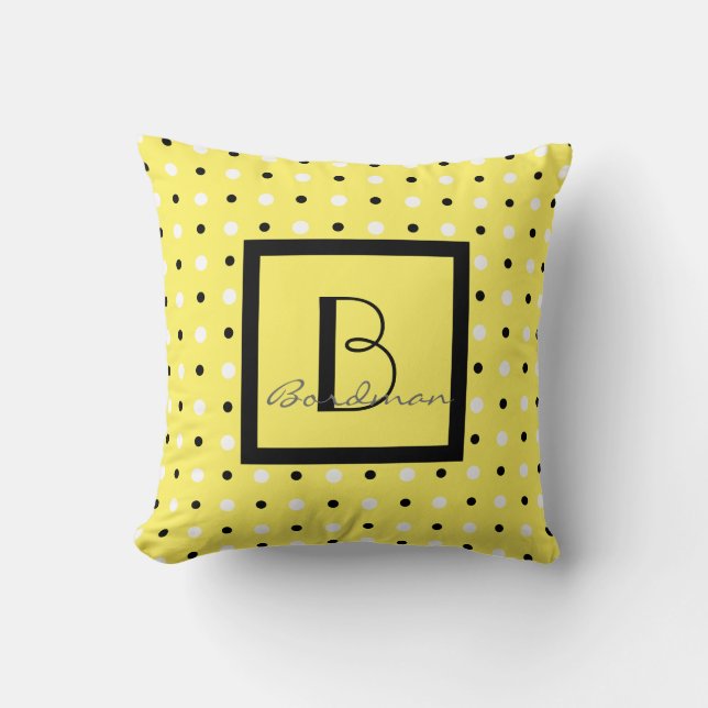 Coussin Cute famille Keepsaké, Jaune avec Pois (Recto)