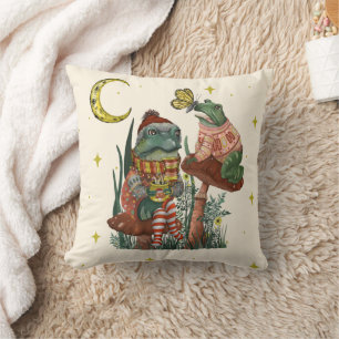 Coussin Cute Frog et Cottagecore Noël Cottage de Champigno