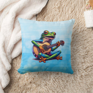 Coussin Cute Frog Jouer une guitare