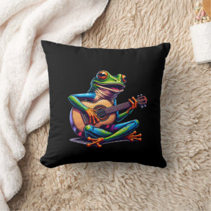 Coussin Cute Frog Jouer une guitare