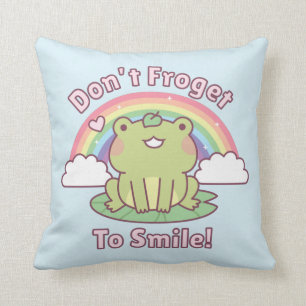 Coussin Cute Frog Ne Froget To Smile Pun Décor Salle