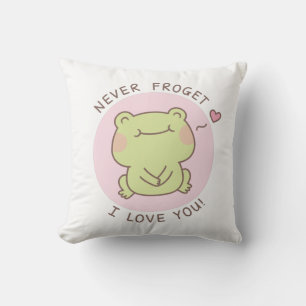 Coussin Cute Frog Pun Jamais Frogret Je T'Aime