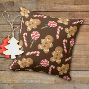 Coussin Cute Gingerbread Homme Sucres de canne de vacances