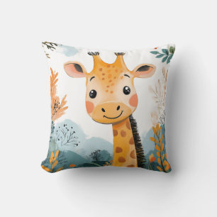 Coussin Cute Giraffe Aquarelle Enfants Illustration Nurser