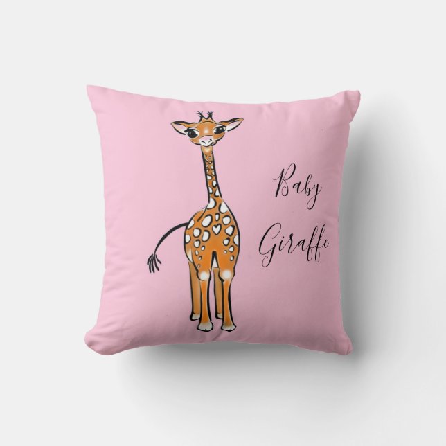 Coussin Cute Giraffe drawing, safari animals (Recto)