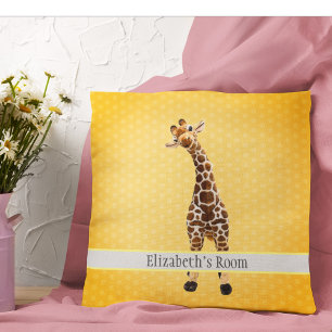 Coussin Cute Giraffe Safari Animal Jungle Nom Jaune Enfant