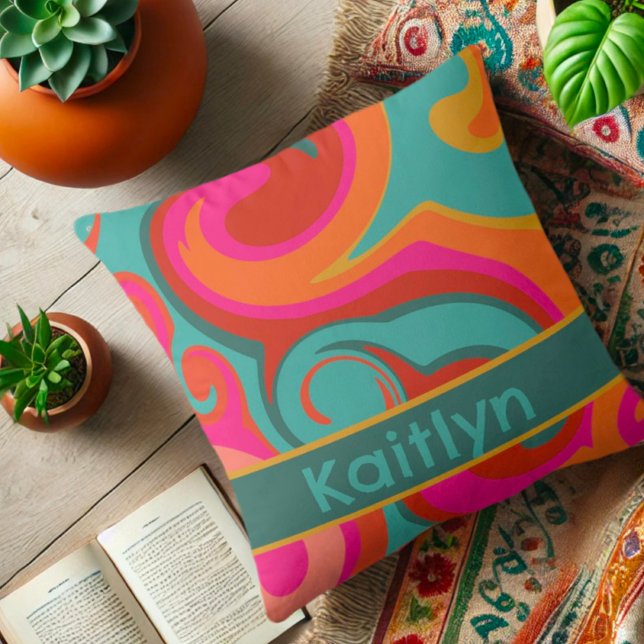 Coussin Cute Girl Glam arc-en-ciel Fun personnalisé (Créateur téléchargé)