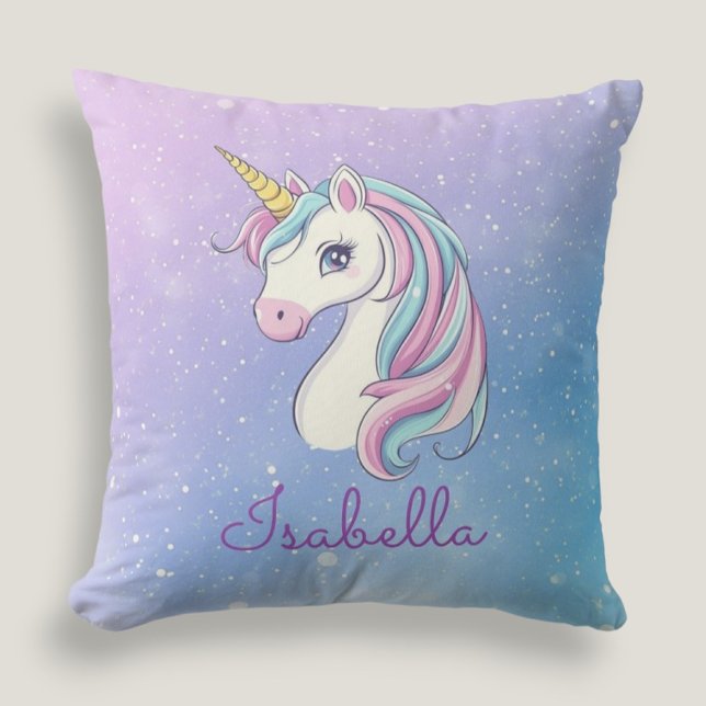 Coussin Cute Girly Personnalisé Magique Unicorne (Créateur téléchargé)