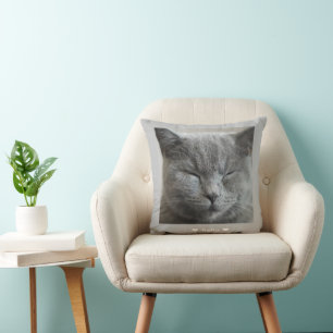 Coussin Cute Gray Kitty visage Photo Jeu d'oreiller