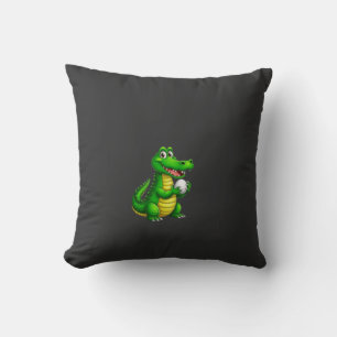 Coussin Cute Green Crocodile Soccer Reste Sauvage
