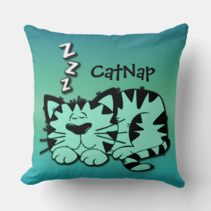 Coussin Cute Green Kitty Chat Nap Jeu d'oreiller