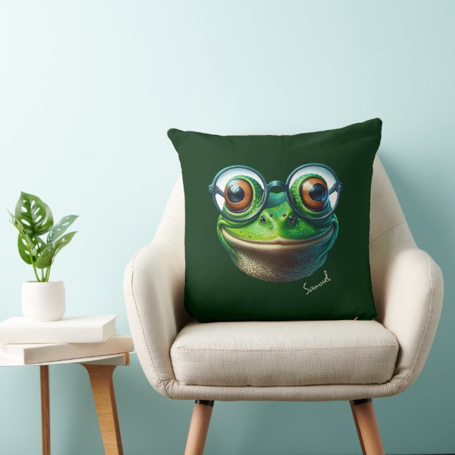 Coussin Cute grenouille portant des lunettes surdimensionn (Chaise)