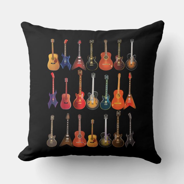 Coussin Cute Guitare Rock Et Roulez Instruments De Musique (Recto)