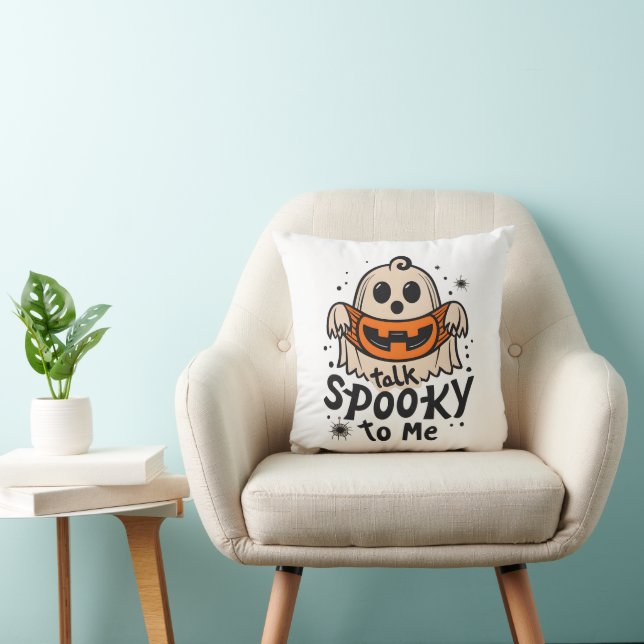 Coussin Cute Halloween Ghost Retro : Parlez Éffrayant avec (Chaise)