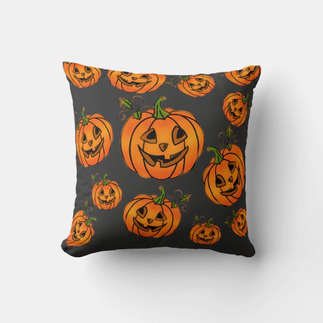 Coussin Cute Halloween jack-o-lanterne citrouilles (Recto)