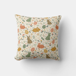 Coussin Cute Hand Drawn Spring Bunnies Throw Pillow