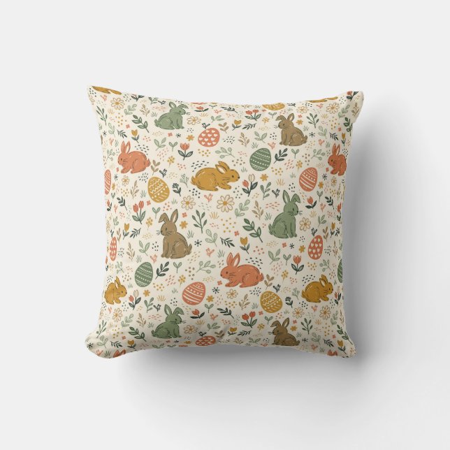 Coussin Cute Hand Drawn Spring Bunnies Throw Pillow (Recto)
