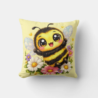Coussin Cute Happy Bumblebee Kawaii Cushion Pillow