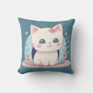 Coussin Cute, Happy Kitty avec une nouvelle maison