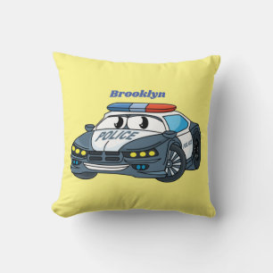 Coussin Cute happy police car cartoon illustration