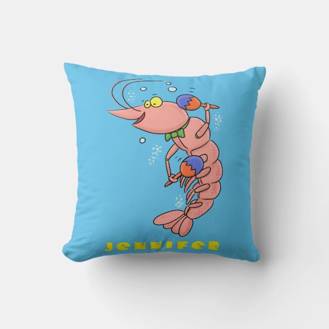 Coussin Cute happy shrimp, dessin animé de crevettes (Recto)